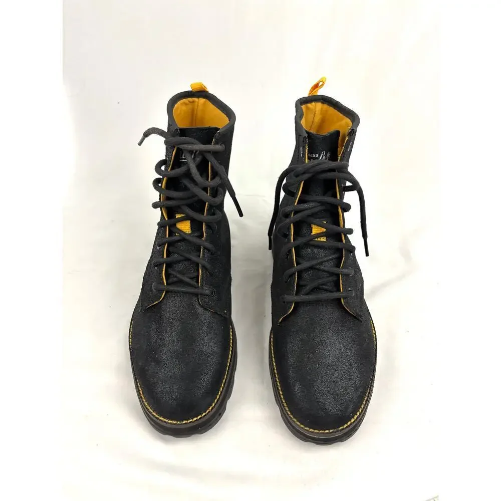 Skechers Black‎ Suede Leather Lace Up Boots 7.5 Women's Ankle On the Go